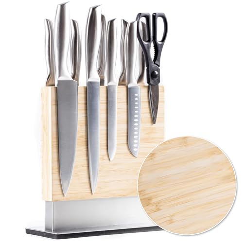 RedCall Kitchen Knife Holder for Drawer Solid Wood Universal Knife Block  Without Knives,Bamboo home & chef Knife in-Drawer Organizer Insert,Premium