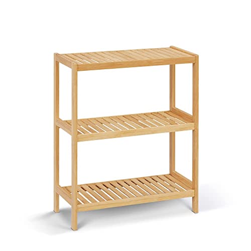 DECOMIL - 4 Tier Standing Bamboo Shelf | Freestanding Bathroom Shelf | Multifunctional Storage Rack