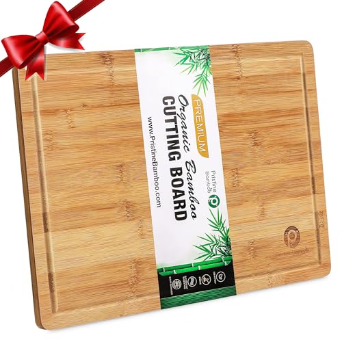 Extra Large Wood Cutting Board 18x12 inch - Butcher Block with Juice Groove, Serving Tray - Wooden Chopping Board for Kitchen | BlauKe
