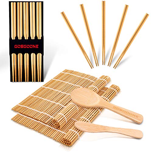 FUNGYAND Bamboo Sushi Rolling Mat with 2 Pairs of Chopsticks  Natural Bamboo 9.5x9.5 2 PCS Sushi Making Kit: Sushi Plates