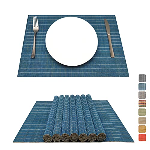 PVC Heat Resistant Anti Skid washable Non slip Blue 4 placemats For Dining  table