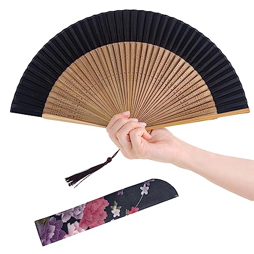 JYSILIYH 2Pcs Pink Paper Hand Fan Paper Folding Fans Bamboo Handheld Folded  Fan Japanese Chinese Paper Fans for DIY,Wedding Gift,Dancing,Party,Home